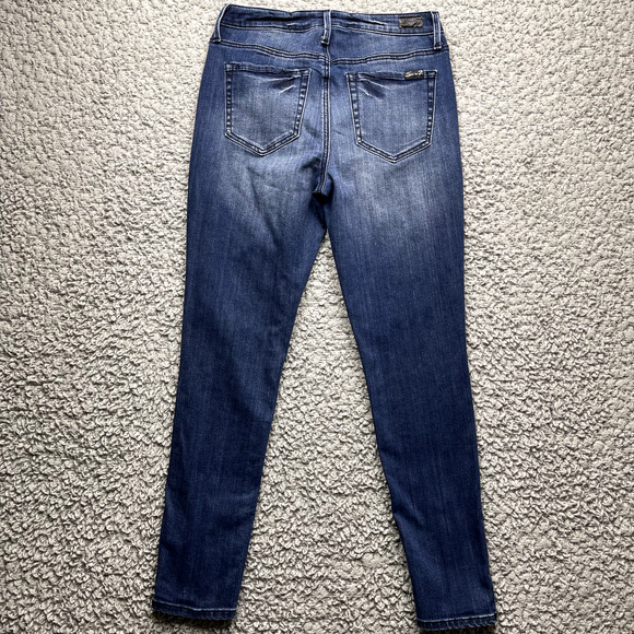 7 For All Mankind Jeans Womens Size 6 Mid Rise Skinny Rhinestone Stretch Blue - Picture 6 of 10